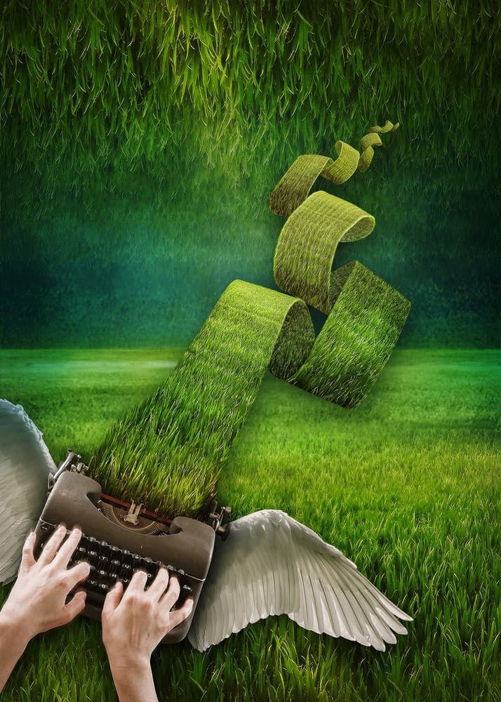 Green Writing Fantasy by Lucyna Łazarska  ( Lucynda Lu ) — canvas wall art