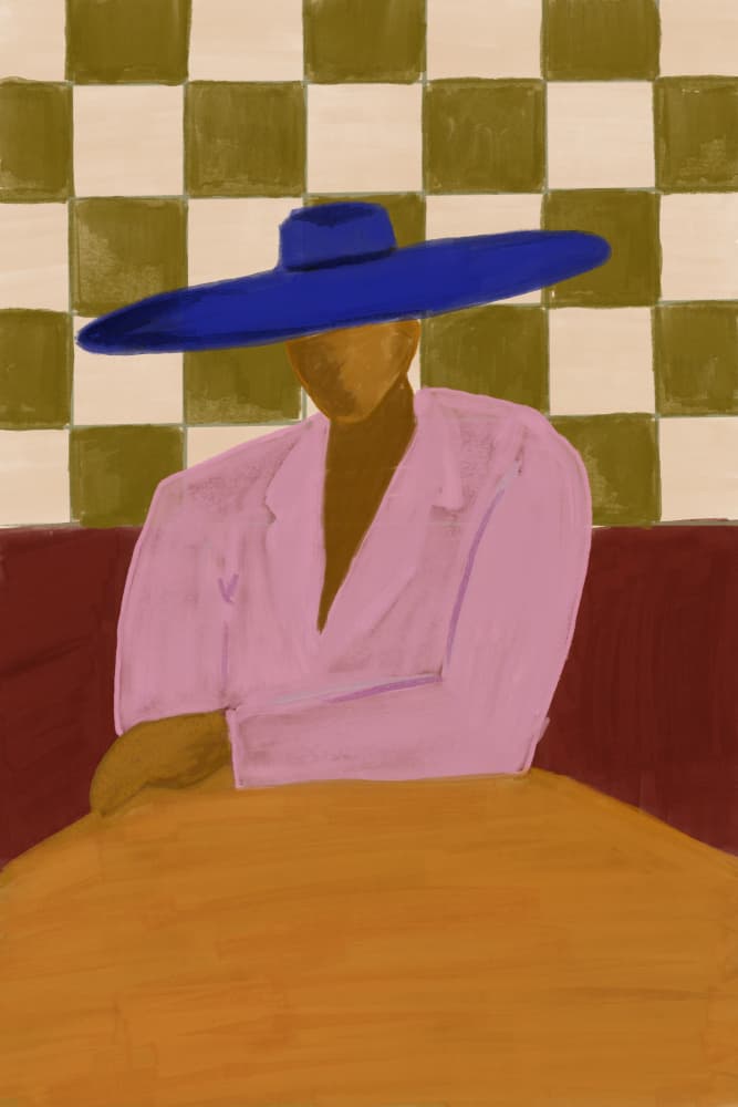 Blue Hat Chic by The Art Concept — canvas wall art