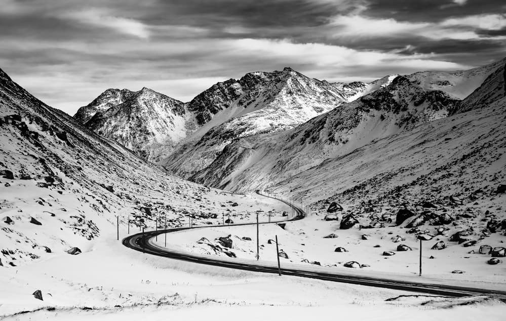 Winding Winter Mountain Road by Andreas Agazzi — canvas wall art