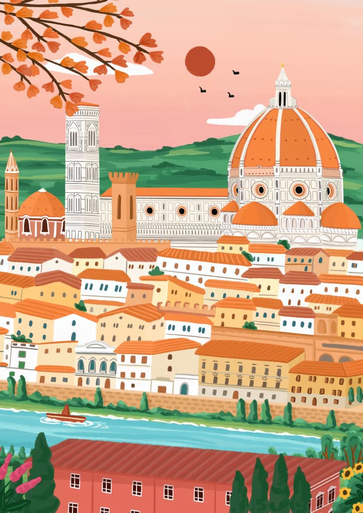 Autumn Florence Cityscape by Nidhi Kachhadiya — canvas wall art