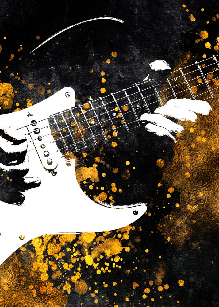 Golden Rock Guitar by Justyna Jaszke — canvas wall art