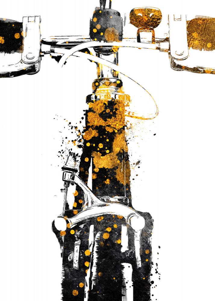 Golden Grunge Bicycle by Justyna Jaszke — canvas wall art