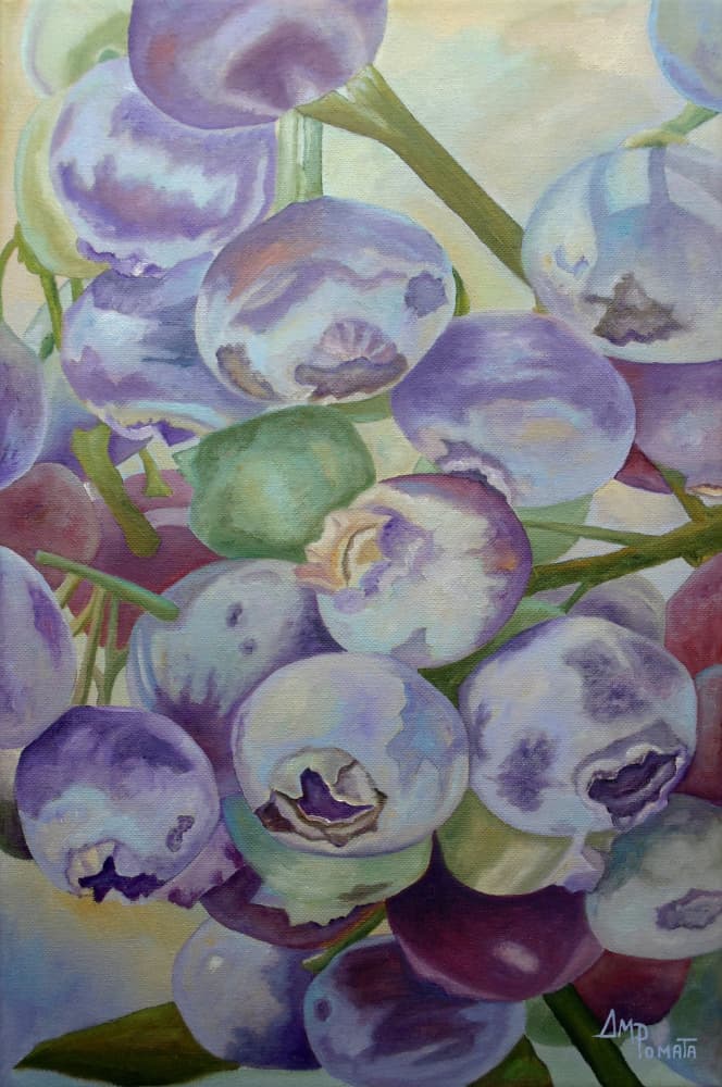 Vibrant Blueberry Cluster by Angeles M. Pomata — canvas wall art