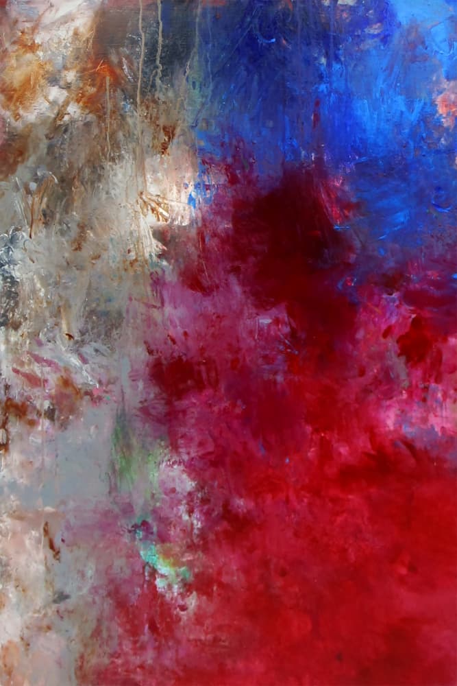 Red Blue Abstract Energy by Ron Halfant — canvas wall art