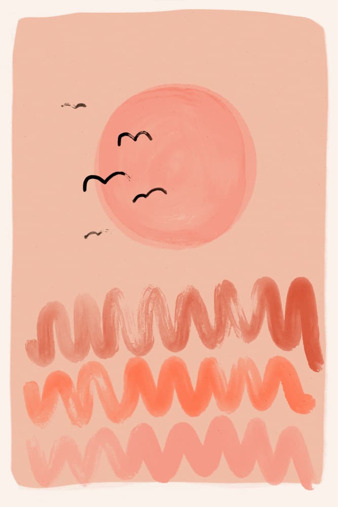 Peachy Sky Waves by Treechild — canvas wall art