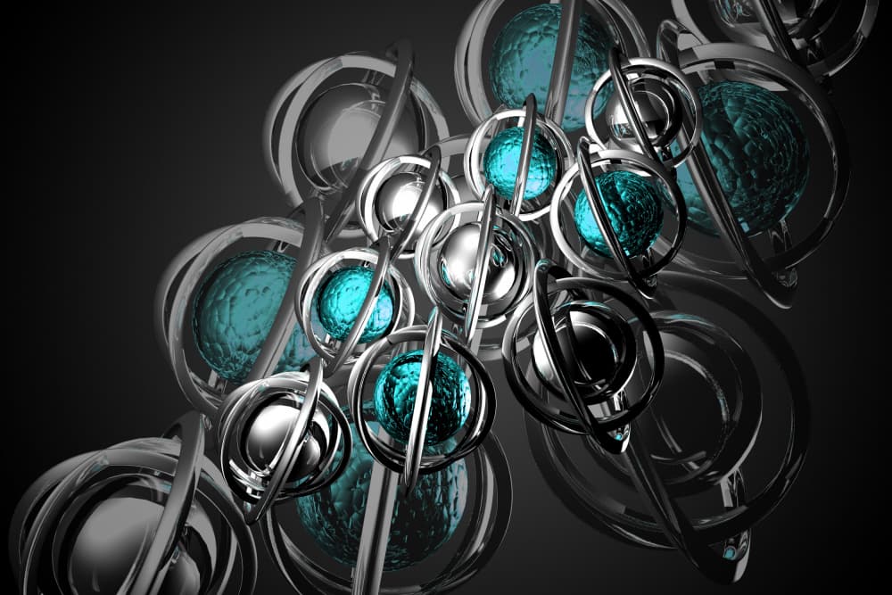 Teal Spheres Structure by Rafal Kulik — canvas wall art