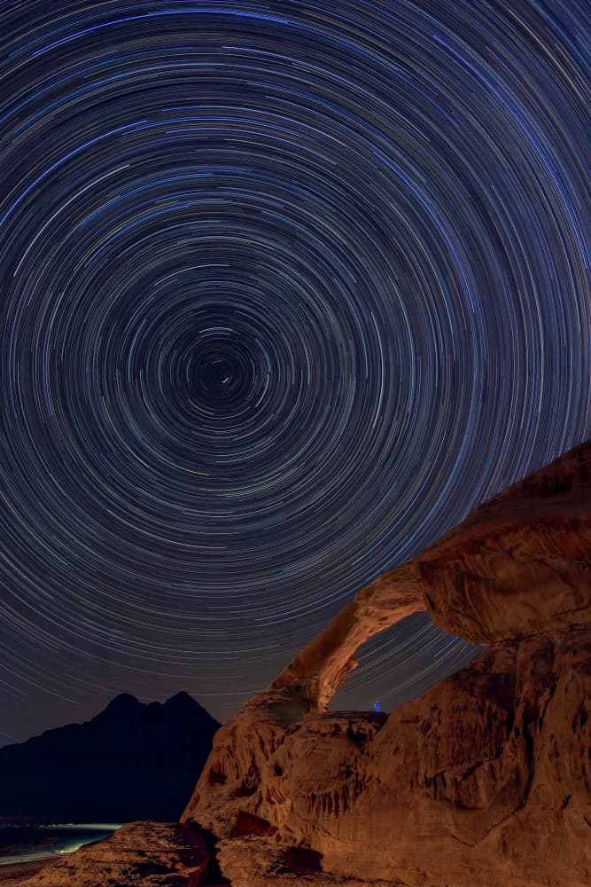 Natural Arch Star Trails by Arie Burla — canvas wall art
