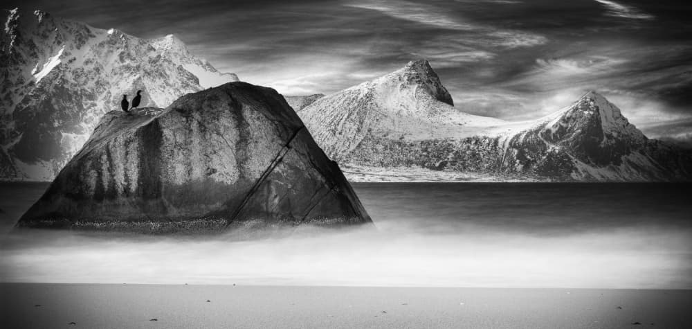 Misty Mountain Shore by Lior Yaakobi — canvas wall art