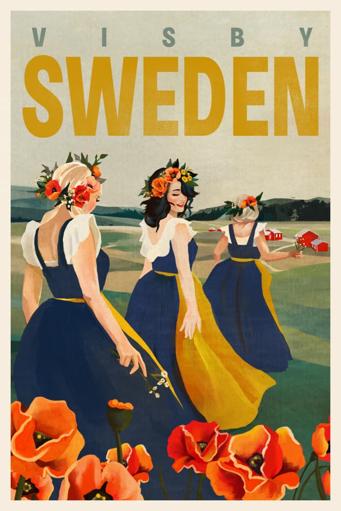 Visby Sweden Flower Girls by The Whiskey Ginger — canvas wall art
