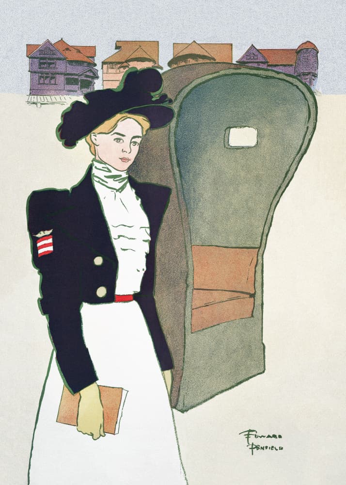 Woman Holding Book (ca. 1890–1907) by Edward Penfield — canvas wall art