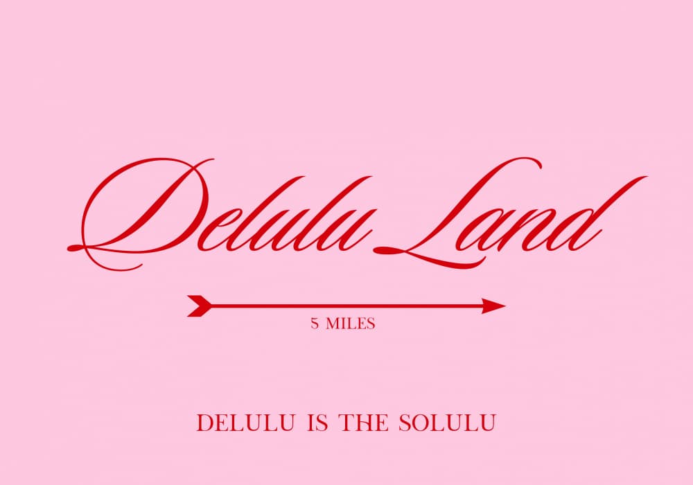 Delulu Land Pink Quote by Athene Fritsch — canvas wall art