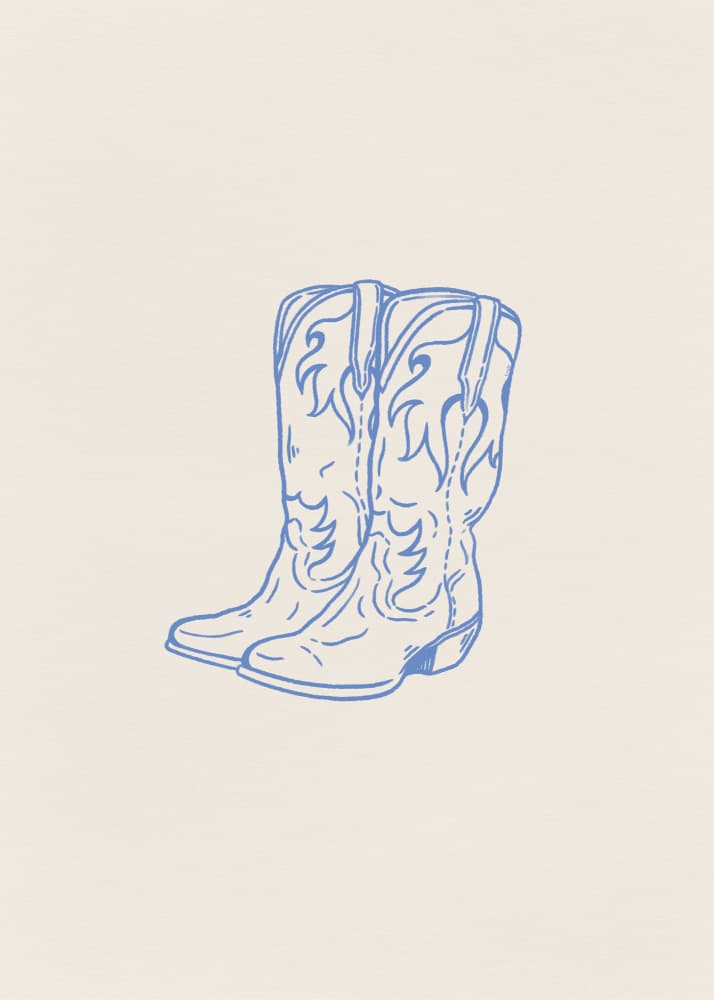 Classic Blue Cowboy Boots by Tara Royle — canvas wall art