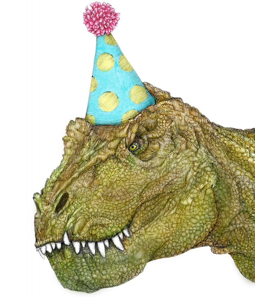 Party T-Rex by EC Mazur — canvas wall art