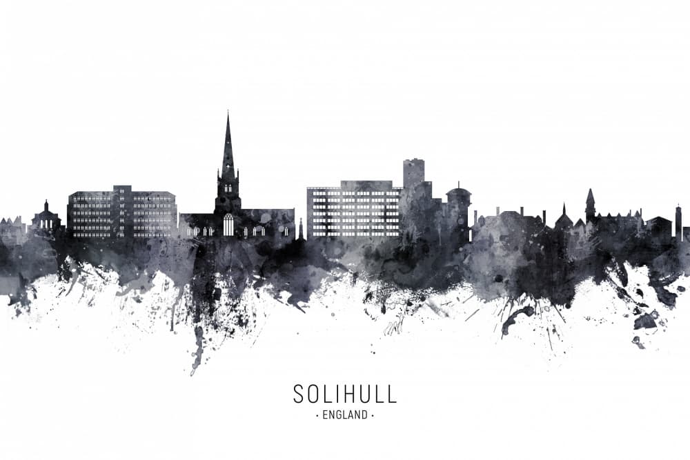 Solihull England Skyline by Michael Tompsett — canvas wall art