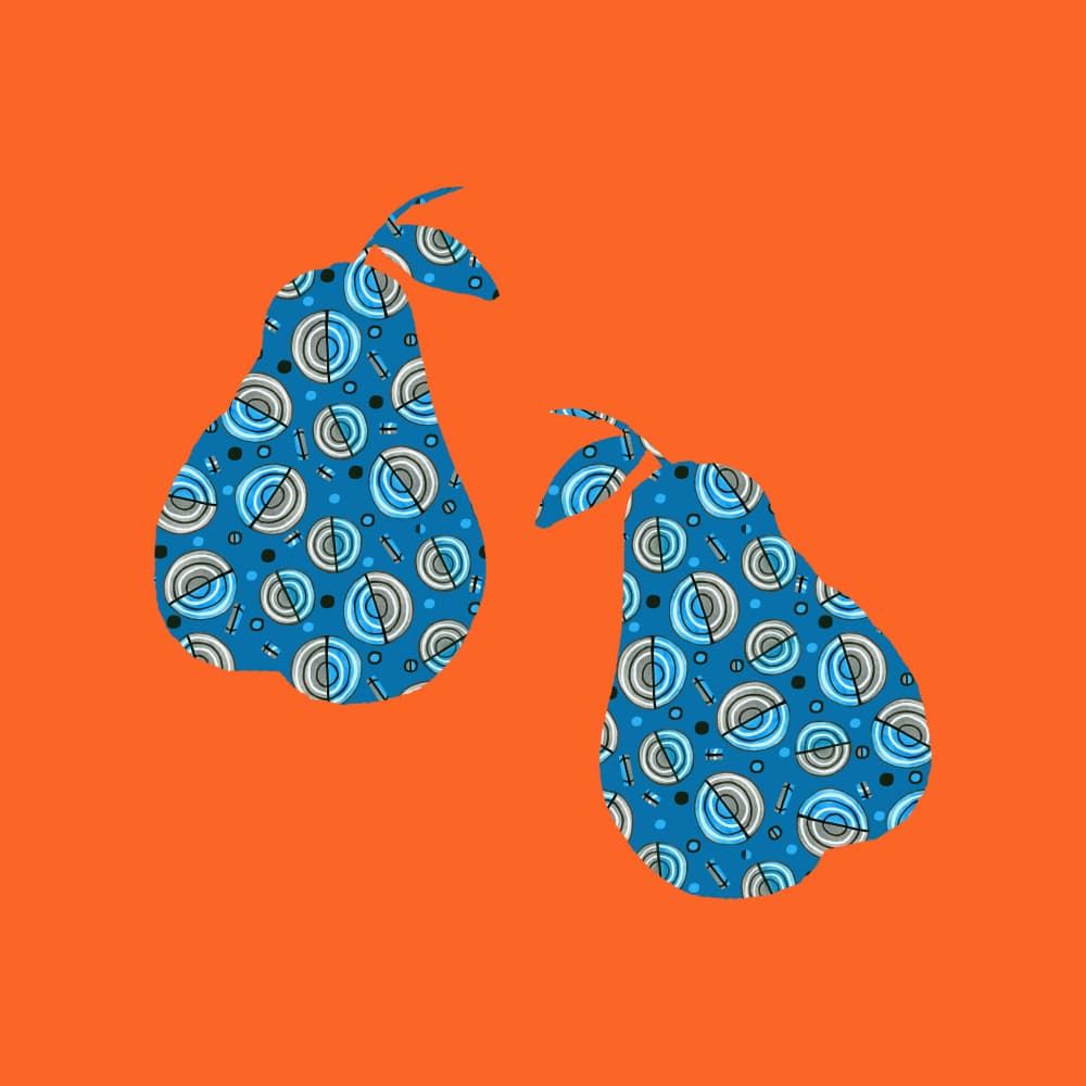 Geometric Blue Pears by Michele Channell — canvas wall art