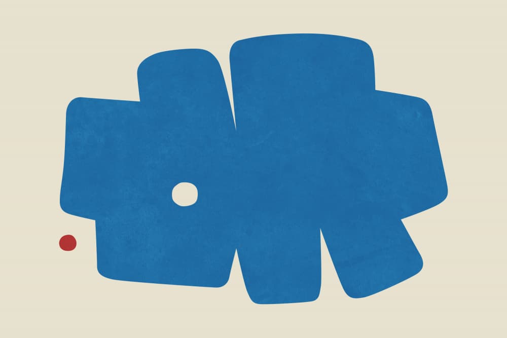 Abstract Blue Red Forms by amini54 — canvas wall art