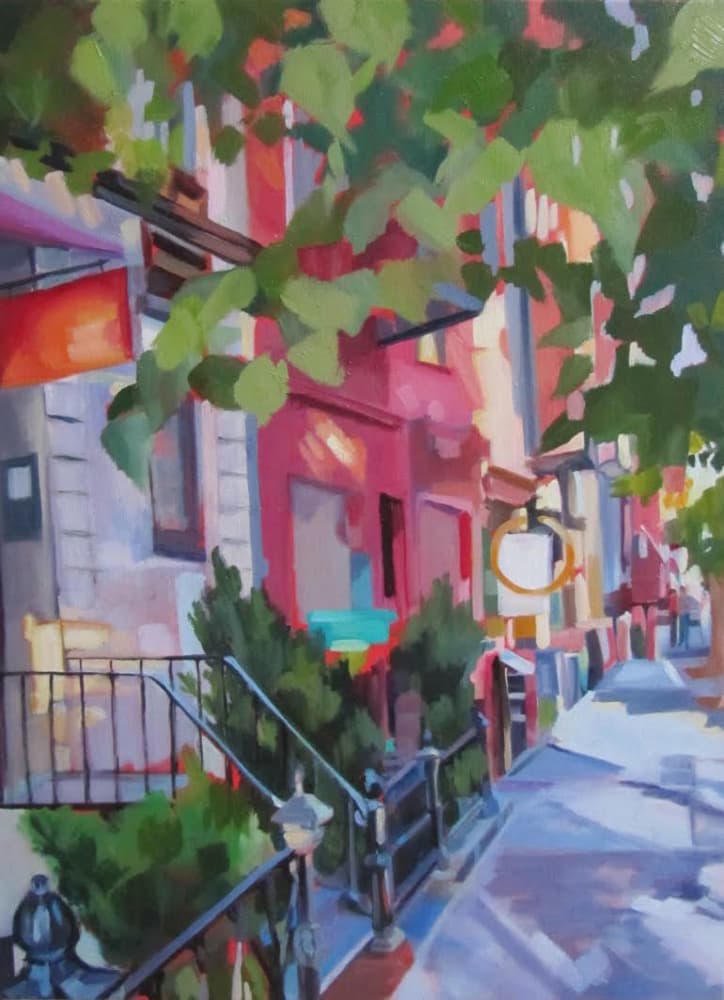 Vibrant City Street by Maxine Shore — canvas wall art
