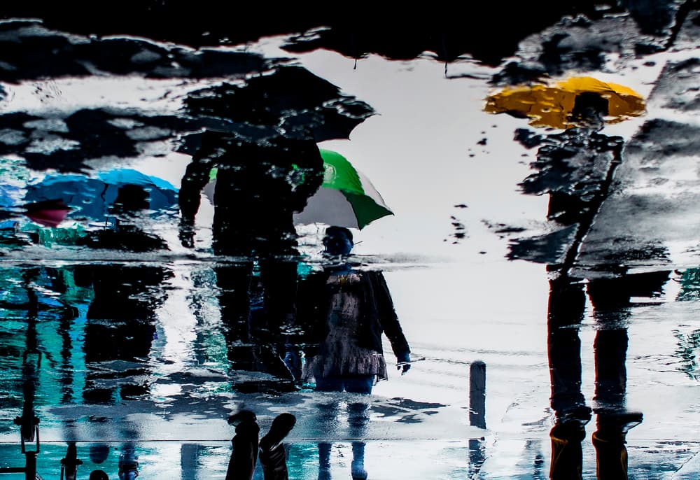 Rainy City Reflections by Ekkachai Khemkum — canvas wall art