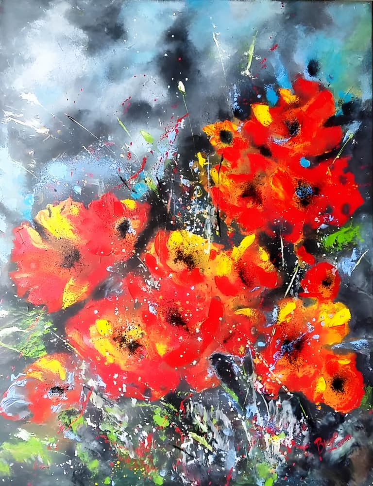 Vibrant Red Poppies by Anda Bieza — canvas wall art