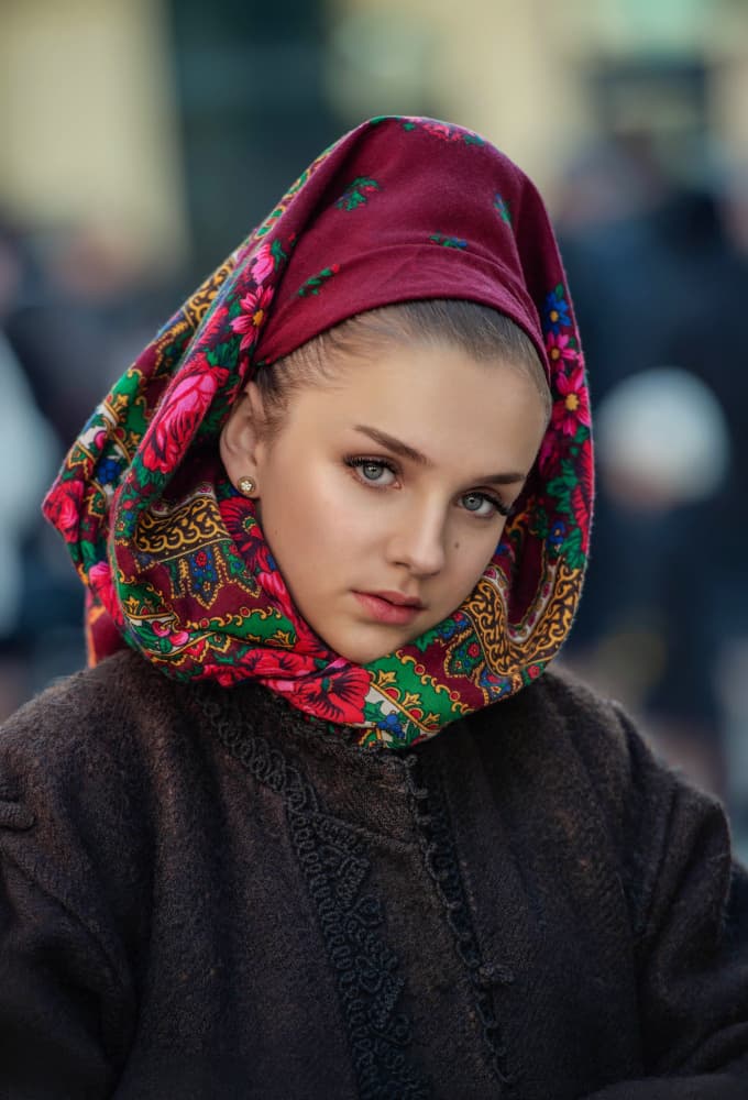 Young Woman in Scarf by Cristian Pavel — canvas wall art