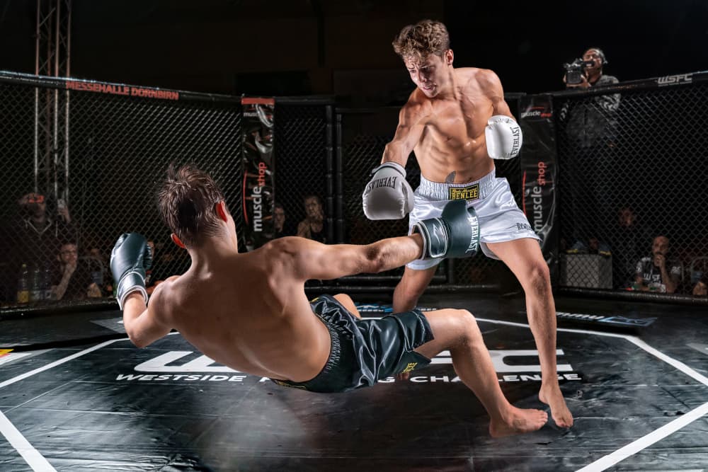 Fighter Lands Kick by Marcel Egger — canvas wall art