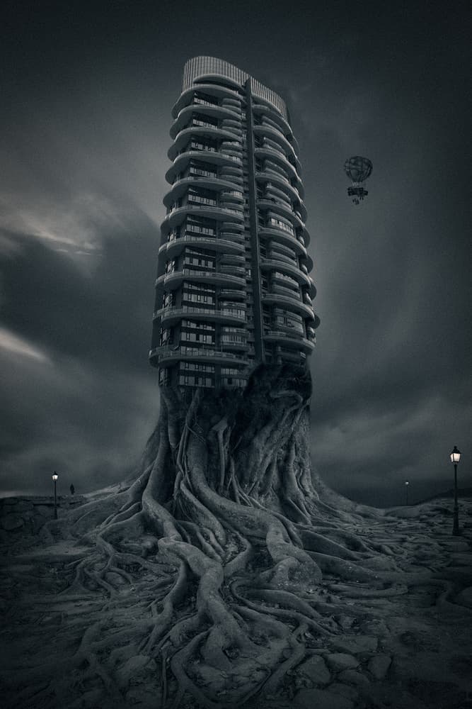 Dark Rooted Skyscraper by Bingo Z — canvas wall art