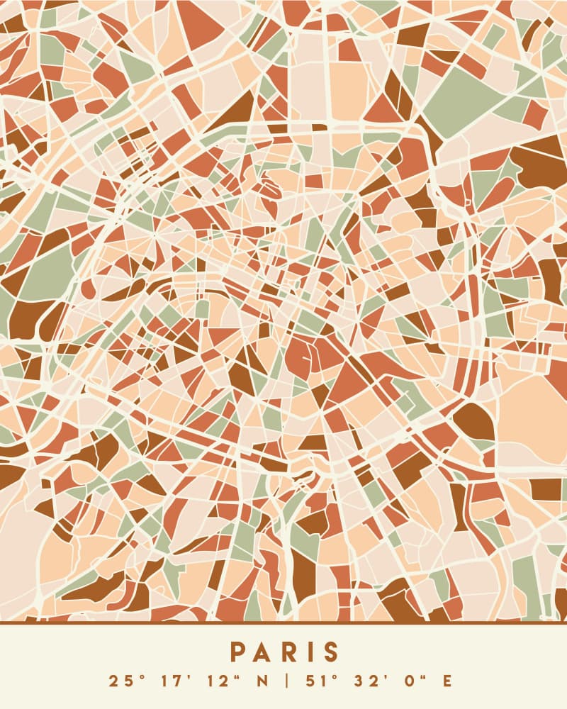 Paris Geometric City Map by Emiliano Deificus — canvas wall art