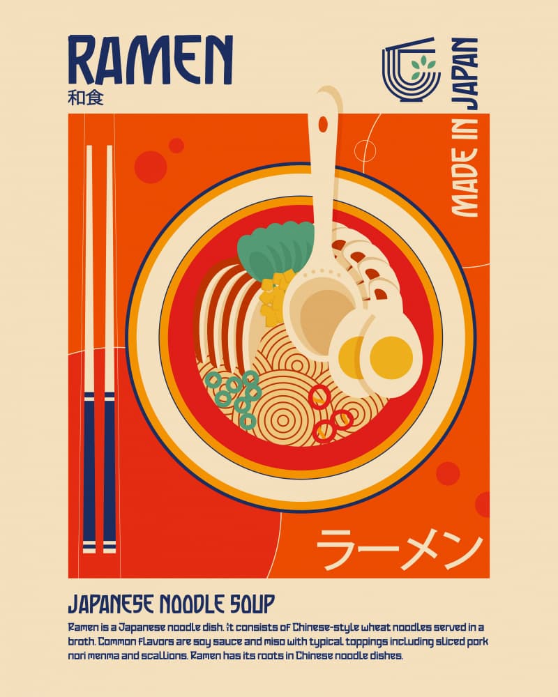Classic Japanese Ramen by Retrodrome — canvas wall art