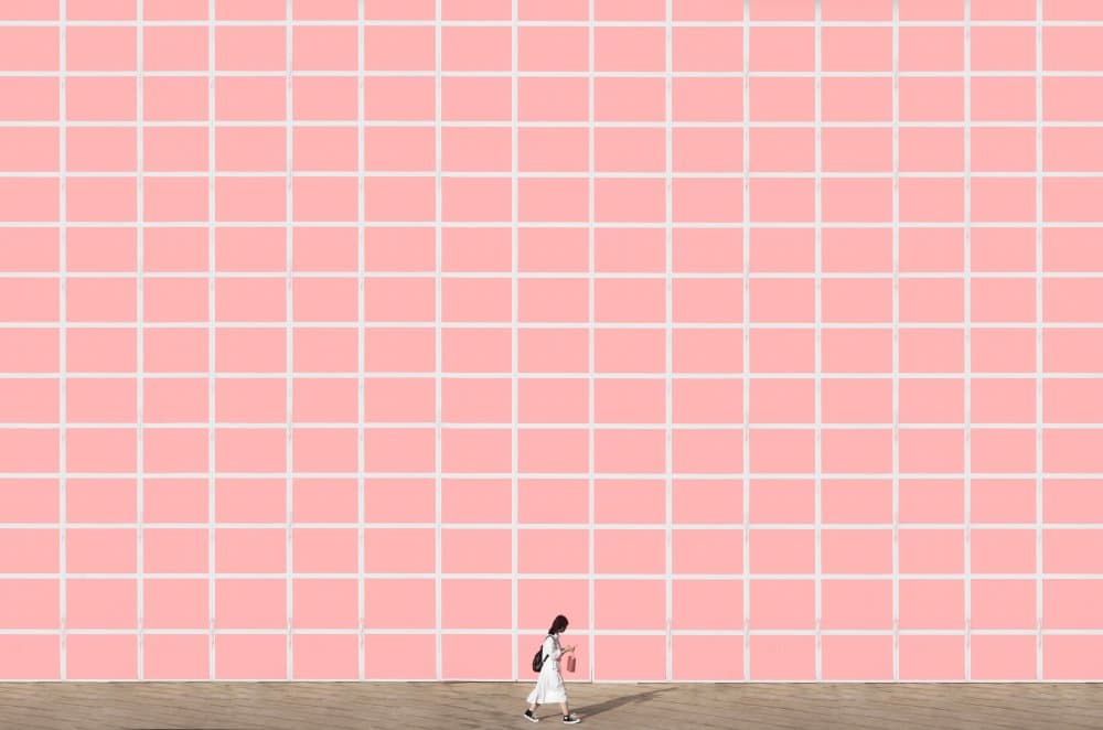 Geometric Pink Walk by Yifan Wu — canvas wall art