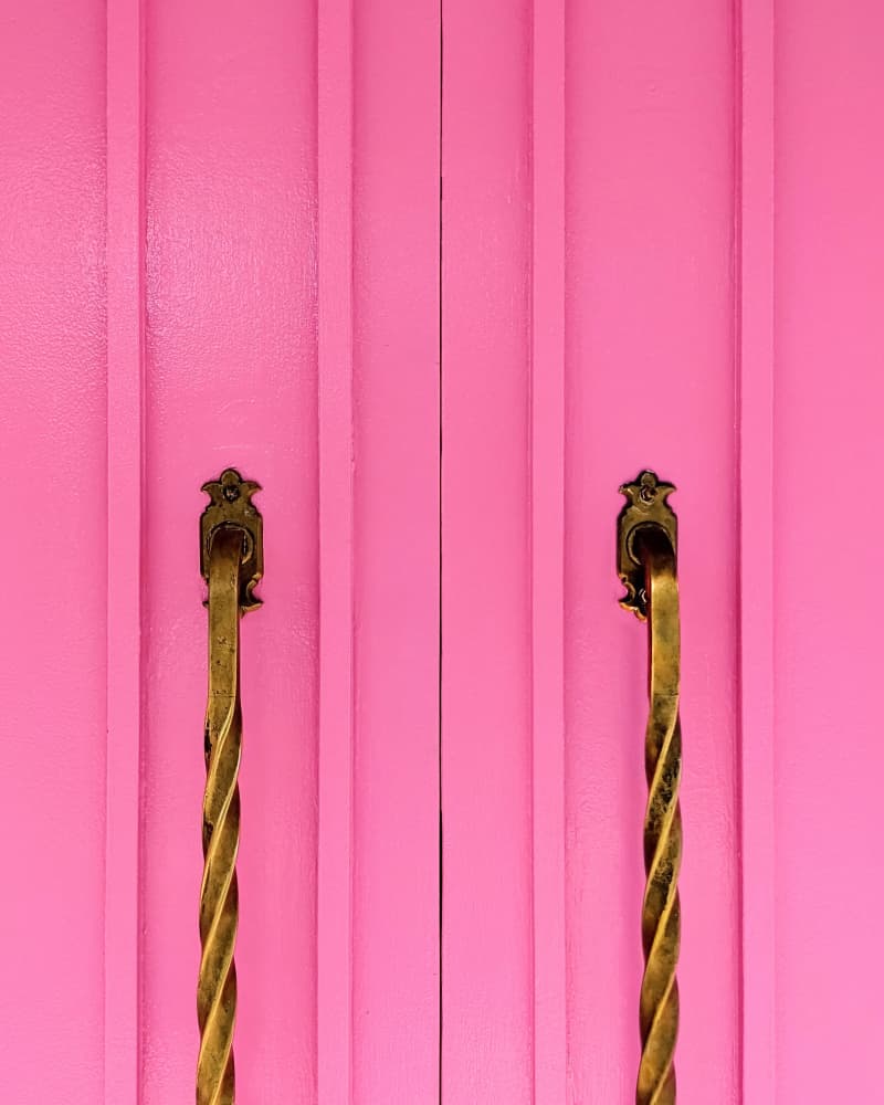 Modern Pink Doors with Brass Handles by Tom Windeknecht — canvas wall art