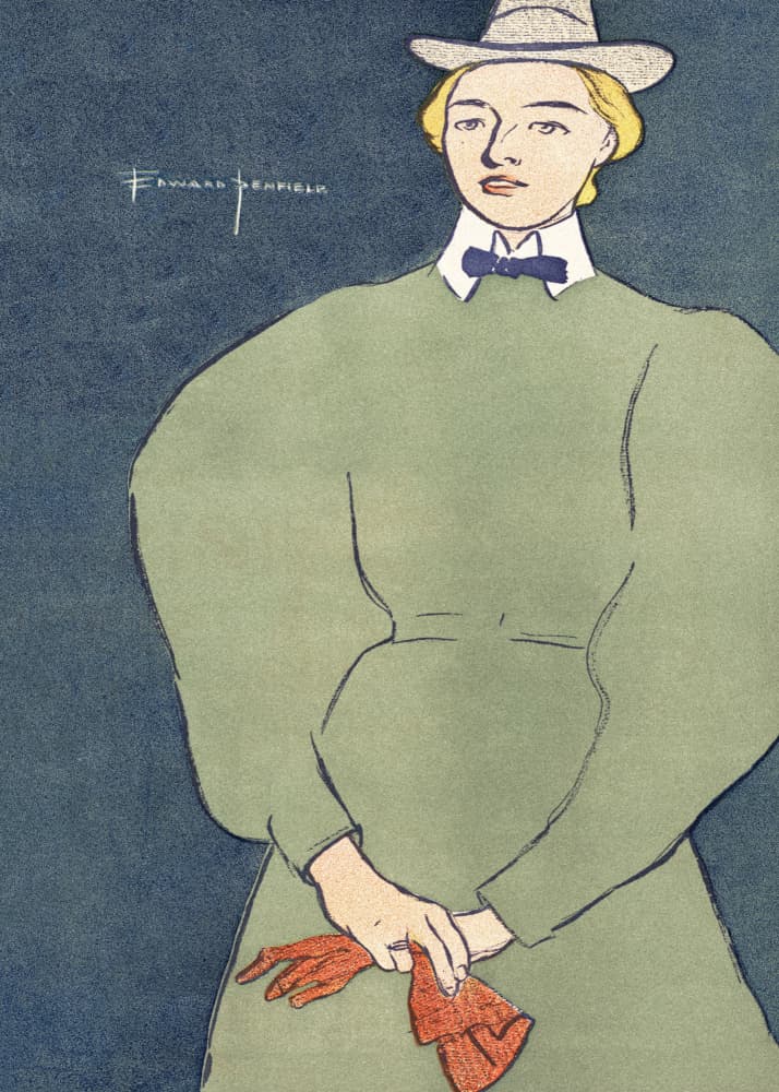Woman Holding Gloves (1896) by Edward Penfield — canvas wall art