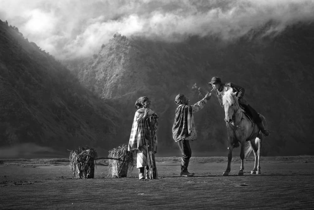 Mountain Horseman Smoke Break by Aman Ali Surachman — canvas wall art