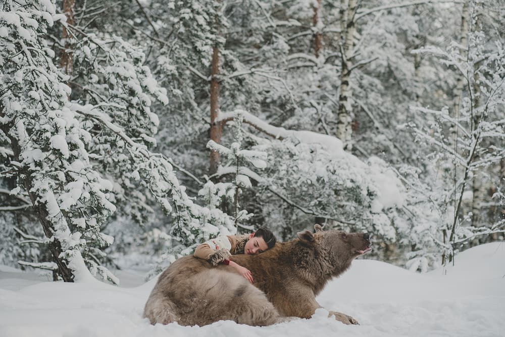 Snowy Bear Companion by Olga Barantseva — canvas wall art