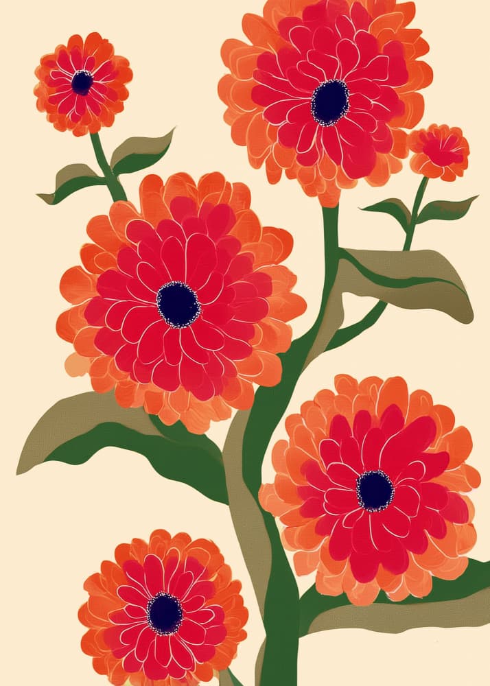 Vibrant Red Blooms by Flow Line — canvas wall art