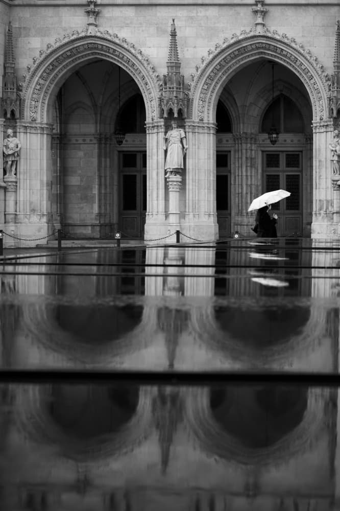Grand Archway Rainy Reflection by Tamas Dragon — canvas wall art