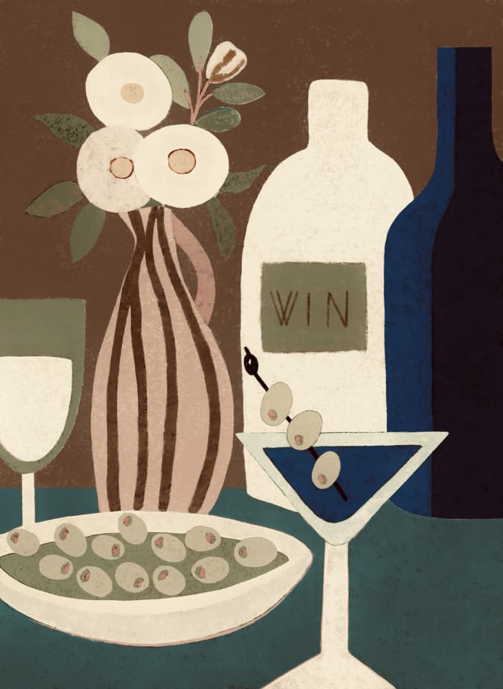 Martini Wine And Olives by Las3curiosas — canvas wall art
