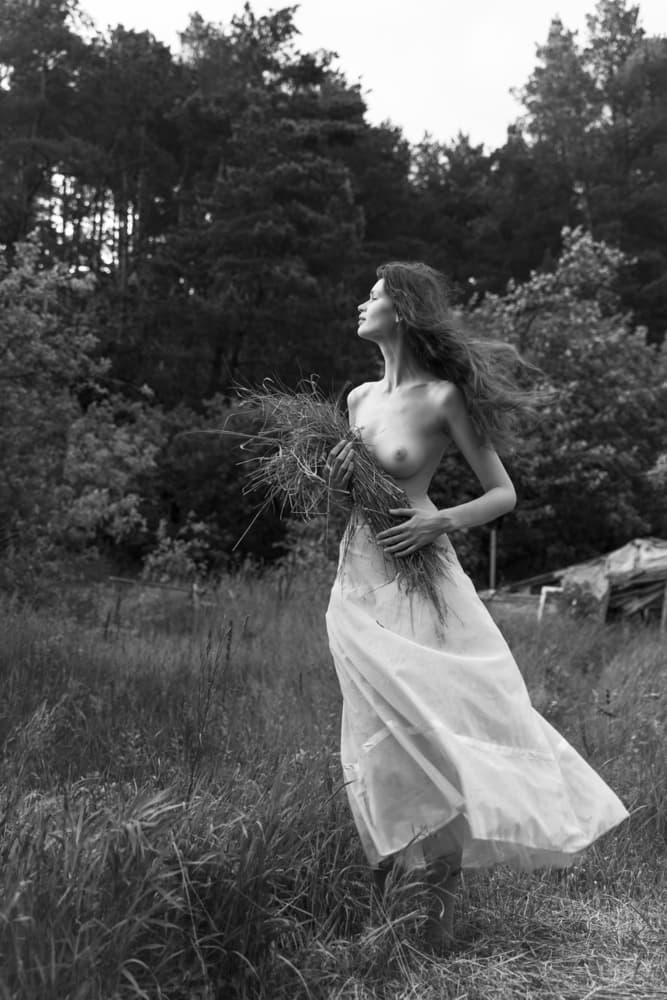 Ethereal Woman Wild Grass by AURIMAS VALEVICIUS — canvas wall art