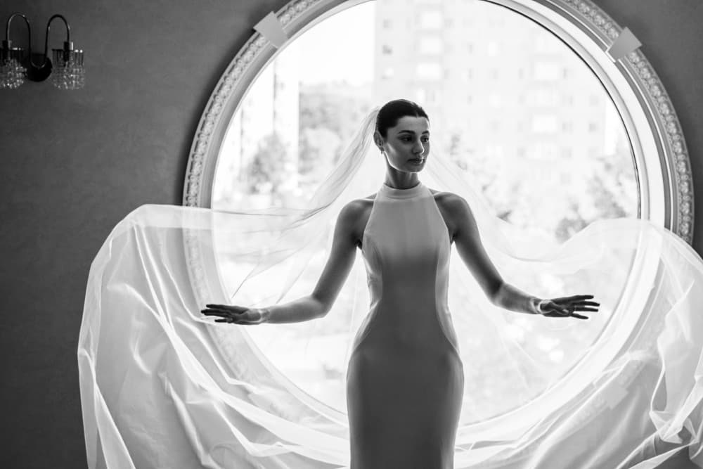 Elegant Bride Flowing Veil by Arsen Alaberdov — canvas wall art