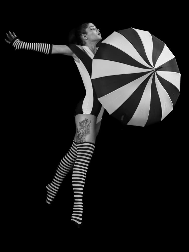 Whimsical Striped Woman by Eyal Alcalay — canvas wall art