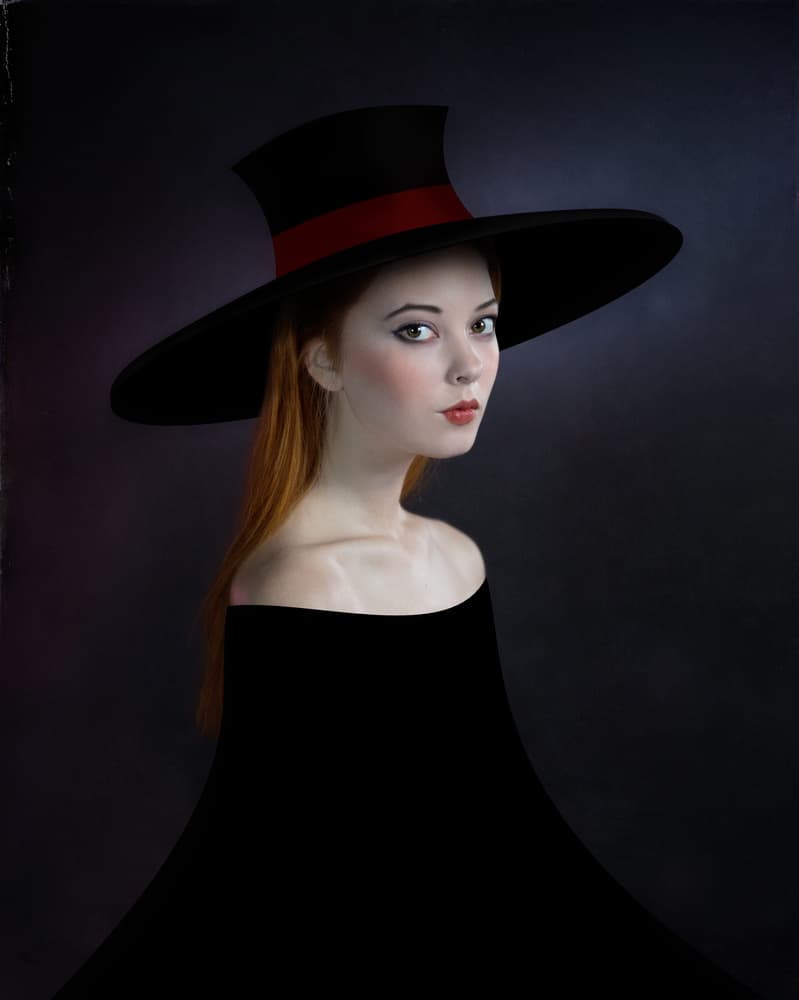 Mysterious Lady in Hat by Svetlana Melik-Nubarova — canvas wall art
