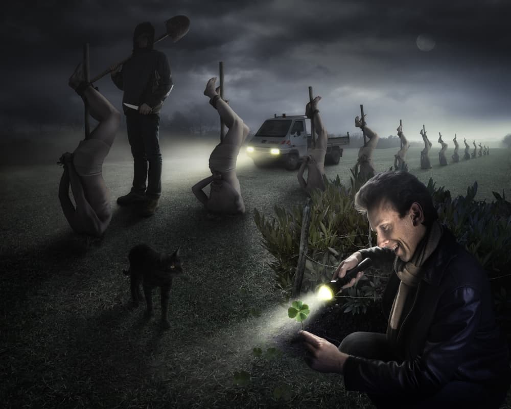 Surreal Clover Night by Christophe Kiciak — canvas wall art
