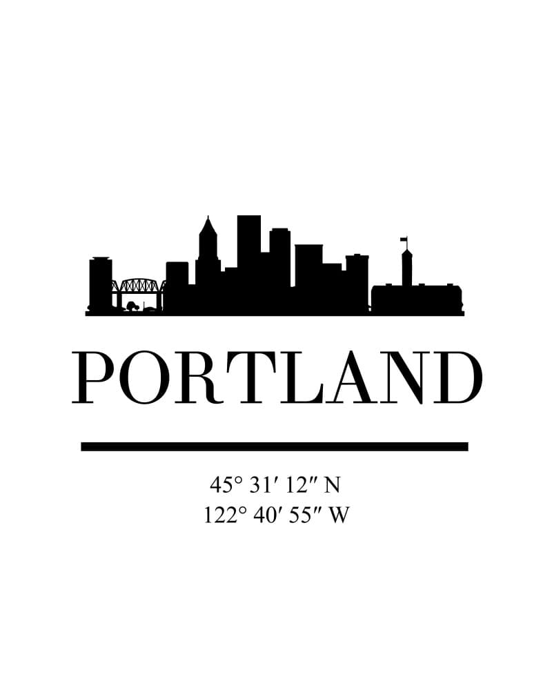 Portland Skyline Coordinates by Emiliano Deificus — canvas wall art