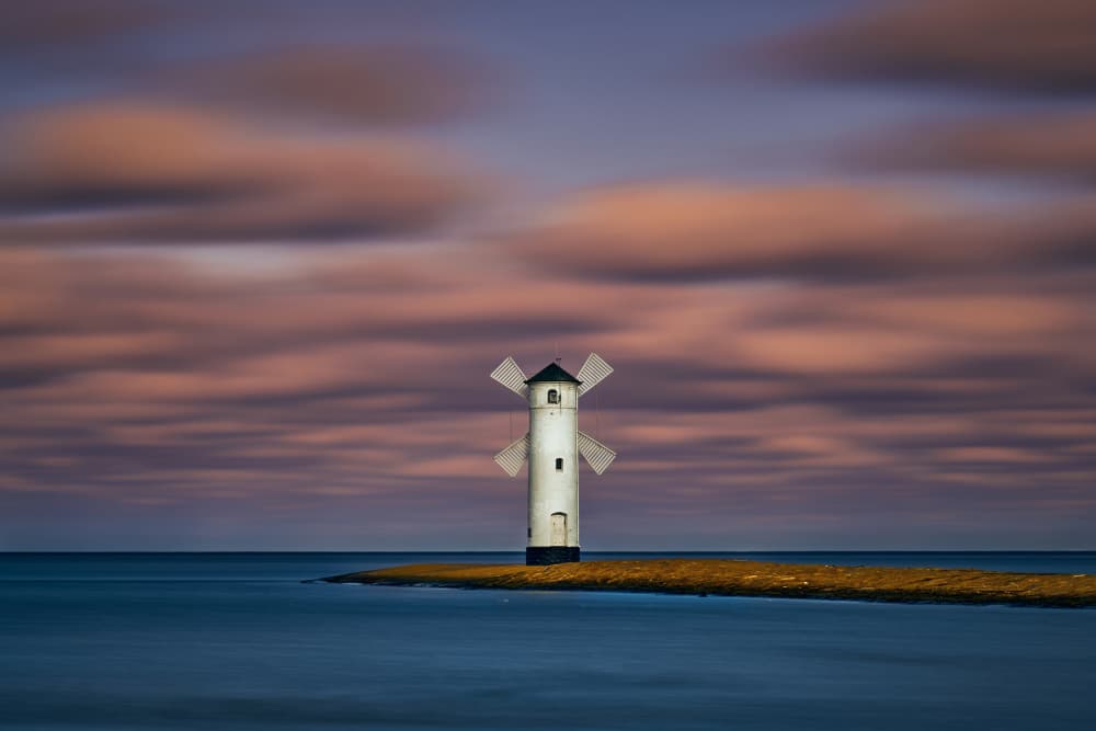 Windmill Lighthouse Twilight by Radek Pohnan — canvas wall art