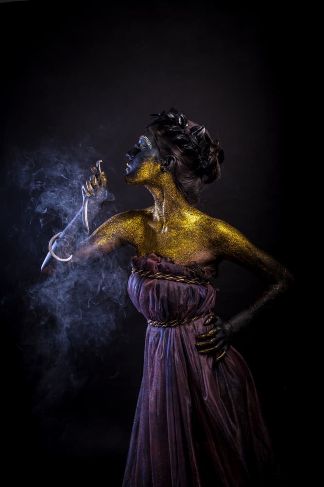 Glittering Goddess with Smoke by Dipankar Paul — canvas wall art