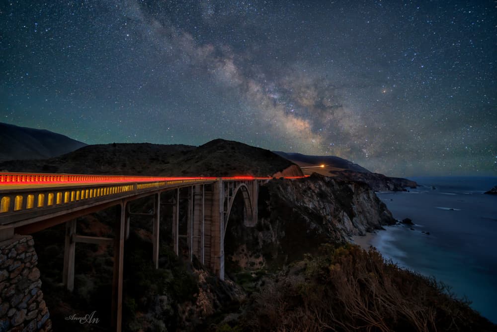 Milky Way Over Bridge by ANNA AN — canvas wall art