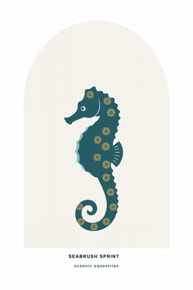 Teal Floral Seahorse by casa cartissi — canvas wall art