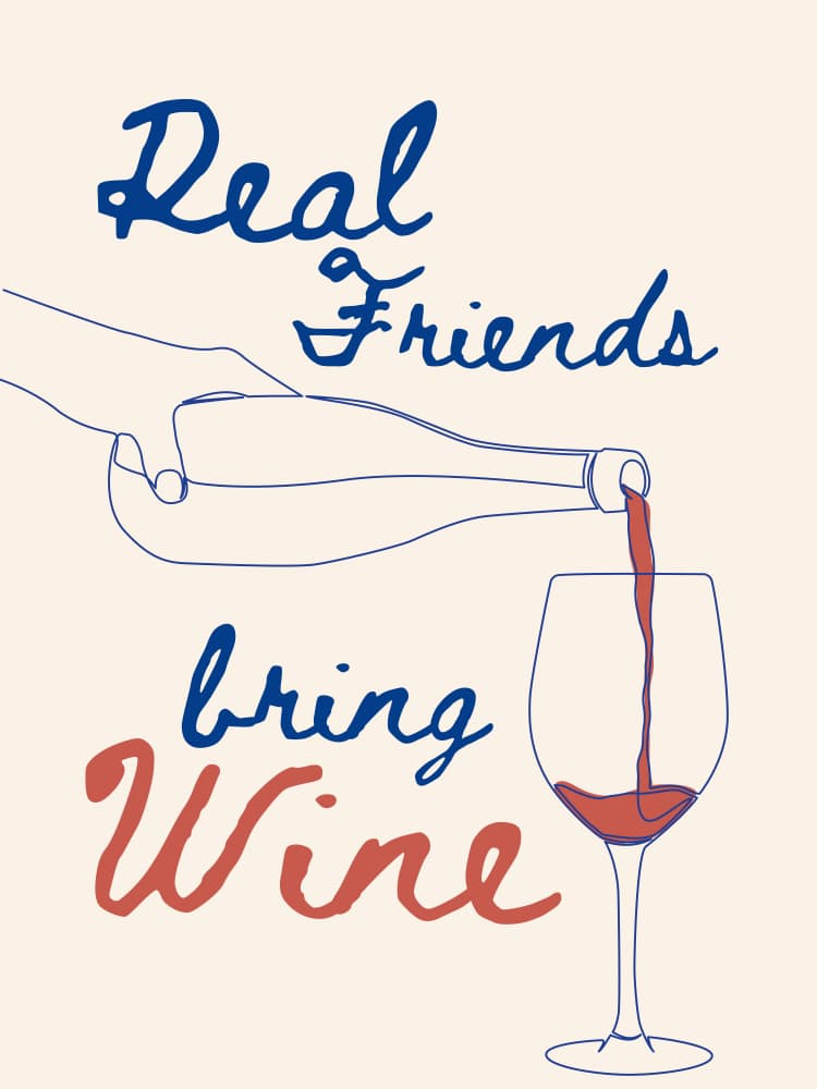 Real Friends Bring Wine by Ohkimiko — canvas wall art