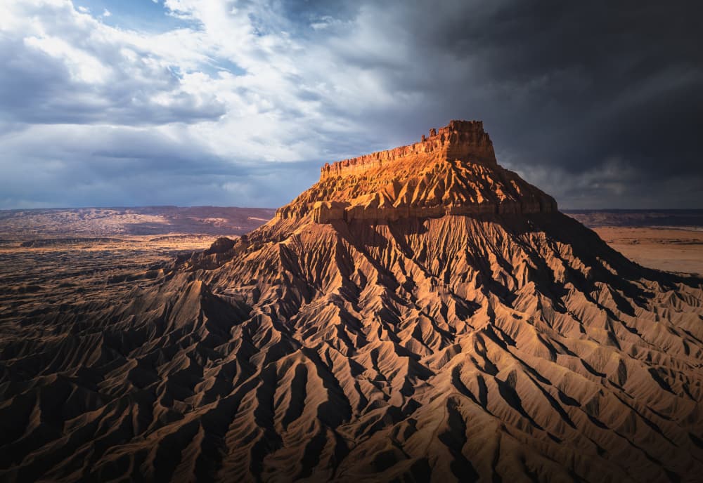 Sunlit Desert Butte by Bing Li — canvas wall art