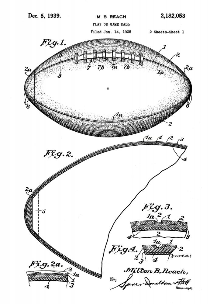 Vintage Football Patent by Andreas Magnusson — canvas wall art