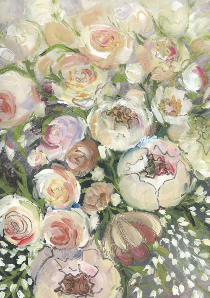 Blush Peony Rose Bouquet by Rosana Laiz Blursbyai — canvas wall art